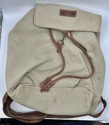 Vintage Addiction Recycled Military Tent Canvas Leather Straps Large Back Pack • $75