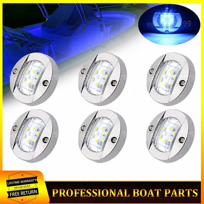 6x Round Blue Marine Boat Cabin LED Courtesy Lights Deck Stern Starboard Light • $19.99