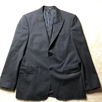 Versace Collection Mens Dinner Jacket 50 Black Stripe Wool Mix Coat • $50