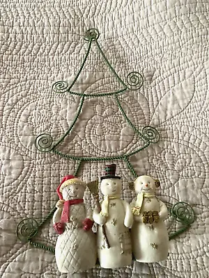 Vintage Hallmark Christmas Tree Snowmen Napkin Holder Photo Card Picture Holder • $20