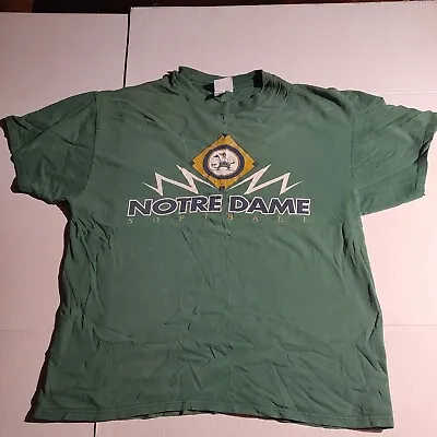 VTG Size XL Notre Dame Football Green Single Stitch Tshirt NCAA  • $10.95