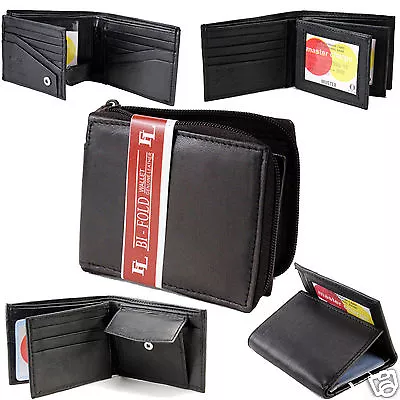 New Mens Bifold Trifold Genuine Leather Wallet Card Case ID Holder Multi Pocket • $8.45