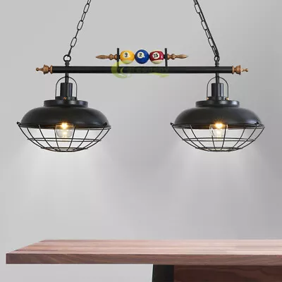 31  Hanging Pool Table Lights Fixture Billiard Pendant Lamp W/ 2 Metal Shades • $96.99