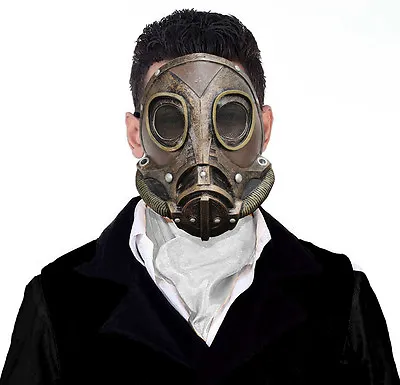 Mens Victorian Steampunk Gas Mask Latex Fancy Dress Halloween Costume Masque NEW • £24.99