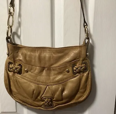 B.Makowsky Tan Leather Satchel Handbag Shoulder Bag Purse • $24