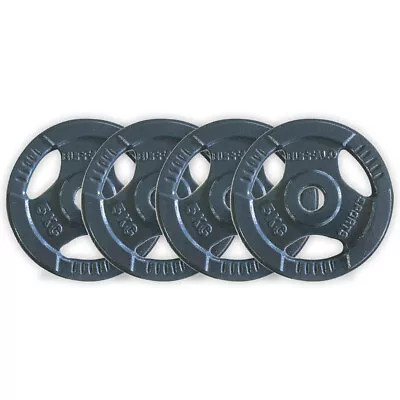 4pc Buffalo Sports Home Gym 29mm Tri Grip 5kg Barbell/Dumbbell Weight Plate Set • $79