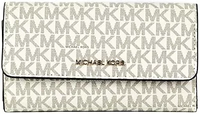 MIchael Kors Women PVC Leather Trifold Clutch Credit Card Holder Wallet Vanilla  • $67.50