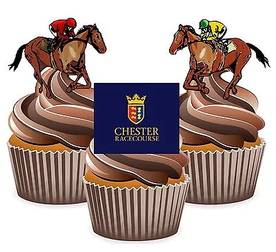 Horse Racing Chester Racecourse - 12 Edible Cup Cake Toppers Cake Decorations • £3.99