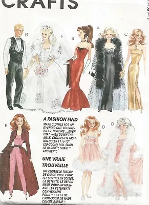 7400 McCalls Sewing Pattern Dresses Gowns Wedding Fashion Doll Clothes Vtg 1990s • $13.99