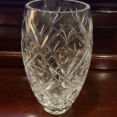 Mikasa 10  Vase Heavy Cut Glass Lead Crystal Yugoslavia Signed • $45