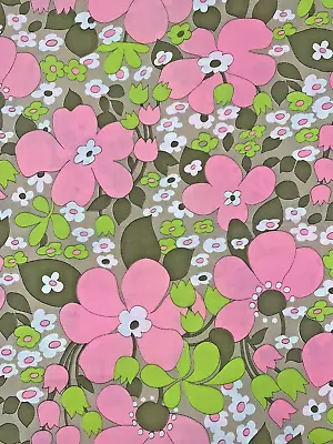 1960’s Vintage J. Manes Cotton Fabric Mid Century Mod Hot Pink Green 2 Yd+8  • $44.99