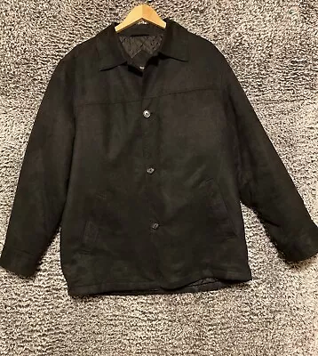 Men’s Black Micro Faux Suede Button Down Shirt Size  Large Water Resistant • $40