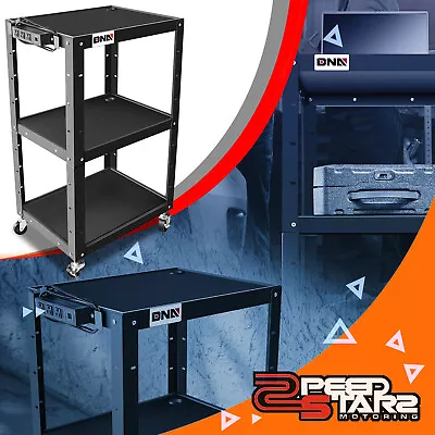 3 Layer Steel Detachable AV Cart With Lockable Wheels Power Strip Rolling Shelf • $129.99