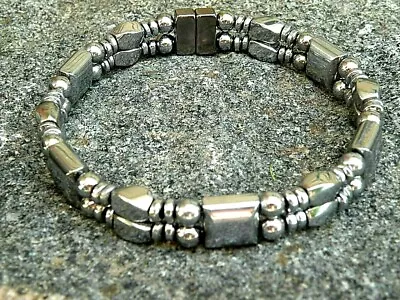 Men’s Women’s 100% Silver Magnetic Therapy Hematite BRACELET ANKLET 2 Row • $44.99
