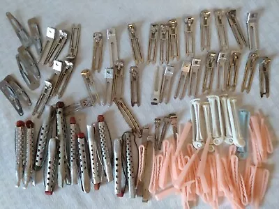 Vintage Aluminum Hair Curlers And Clips And Pink Hair Clips Lot DU7 • $35.67