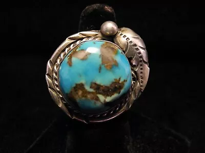 STERLING TURQUOISE RING Size 8 Native American Indian Vintage Antique .. D1223 • $95