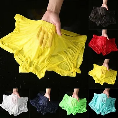 £3.22 • Buy Men S Wet Look Sexy Boxer Briefs Transparent Underwear Shorts Trunks Underpants