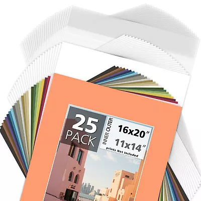 25 Pack Acid-Free Pre-Cut 16x20 Picture Mat Set Includes Backers & Clear Bags • $79.99