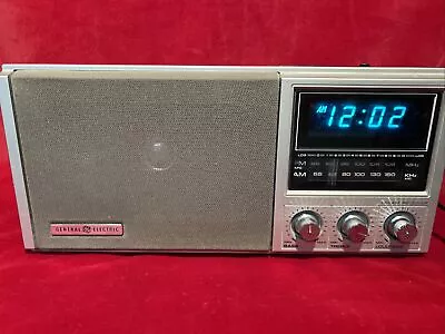 Vintage GE General Electric AM FM Clock Radio ~ Blue Digital ~ Tested (Z) • $39.99