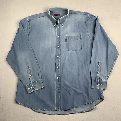 Vintage Barbour The Plain Shirt Denim Chambray Button Up Men’s Size XL • $29.99