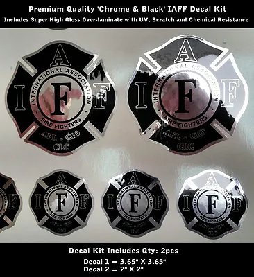 IAFF Firefighter Chrome Silver Decals Kit 2pcs Sticker Reflective Laminated 0090 • $7.95