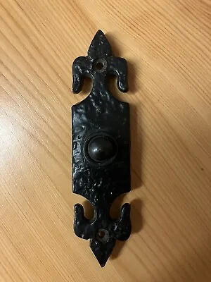 Door Bell Push Tudor Antique Black Fleur De Lys Lis Cast Wrought Iron • £2.49