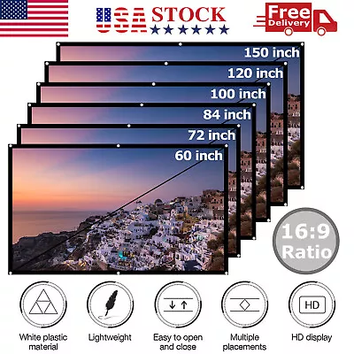 Portable Foldable Projector Screen 16:9 HD Outdoor Home Cinema Theater 3D Movie • $8.95