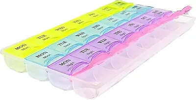 Pills Box 28 Slot 7 Days Weekly Tablet Medicine Box Holder Storage Organizer • £2.89