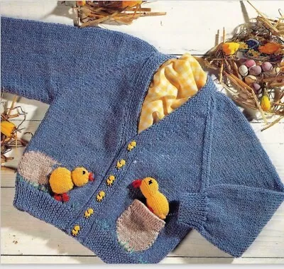 DT0223 Knitting Pattern Paper Copy. Childs 1-7y Easter Cardigan + Chick Toy. DK • £3.50