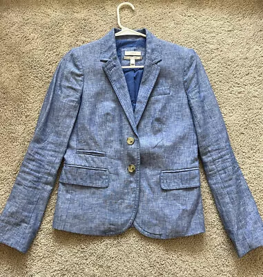 J.Crew Schoolboy Womens Blazer 100% Linen Blue Size 2 • $37.99