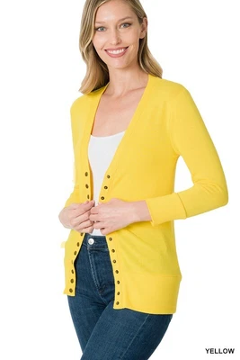 $14.50 • Buy Women's Soft Snap Button Front V-Neck 3/4 Sleeve Knit Cardigan Sweater S-3XL