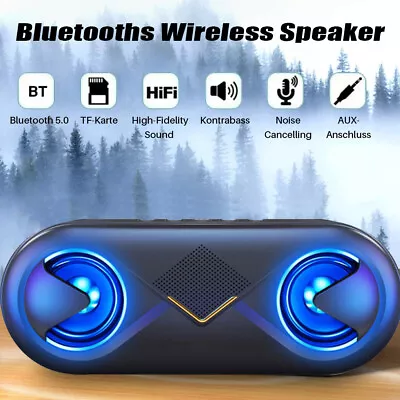 Portable Wireless Bluetooth Speaker Stereo Bass Loud Stereo Bass Speakers USB FM • £16.68