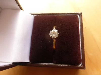 18 Ct Gold Ring -Diamond Solitaire 0.50 Carat VS2 Clarity -Size M -GIA Certified • £695