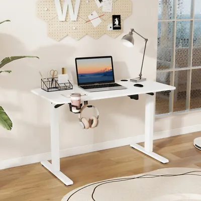 Electric Standing Desk Height Adjustable Sit To Stand Table Office 120cm White • £84.99