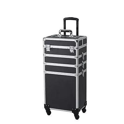 New 4in1 Aluminum Rolling Makeup Adjustable Dividers Cosmetic Train Case Trolley • $68.69