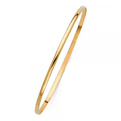 14K Solid Yellow Gold Bangle Bracelet 2mm 7.5  -Classic Polished Plain Women Men • $486.79