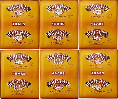 Wrights Traditional Soap With Coal Tar Fragrance 100g 4 Bars X 6 • £23.55