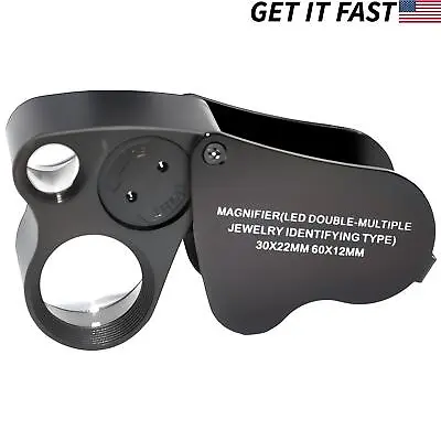 Illuminated 30X - 60X Magnifying Jewelers Loupe Lighted Eye Glass Magnifier  • $8.75