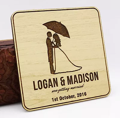 Rustic Wedding Save The Date Wooden Magnet 20 Custom Engraved Wooden-Orn • $81.39