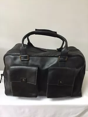 Hidesign Black Leather Large Multi Pocket Holdall Travel Bag • £75