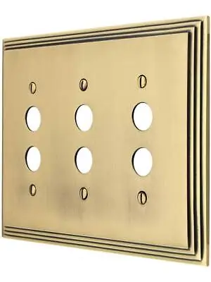 Mid Century Switch Plug Push Button Antique Brass Wall Cover Gang Plate - Choose • $10.41