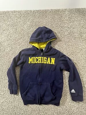 Michigan Wolverines Adidas Sweater Kids Medium 10 12 Full Zip Football Hoodie • $17.42