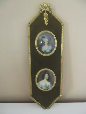 ANTIQUE Italian Depose Satin Painted Cameos In Gilded Baroque Style Frame Signed • £125