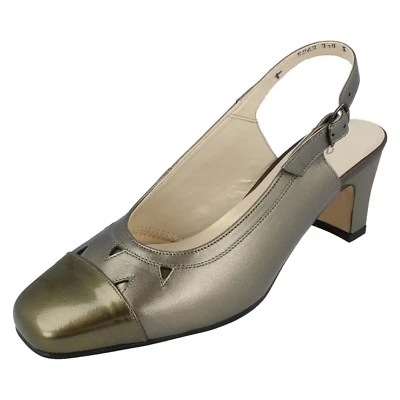 £13.49 • Buy Ladies Equity Pewter Heeled Slingback Court Shoes VENETIA SIZE UK 3 E FIT
