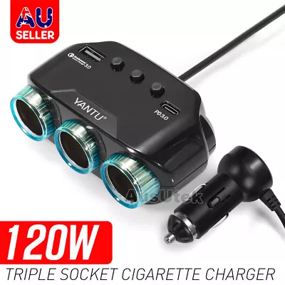 Car LCD Cigarette Lighter Socket Splitter DC 12V Dual USB Charger Power Adapter • $24.95