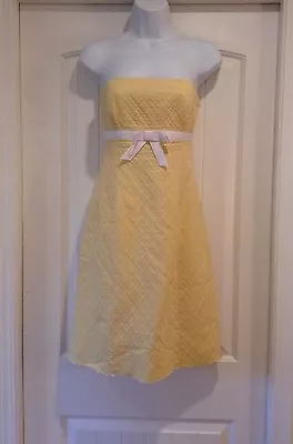 Shoshanna Womens Size 2 Yellow Empire Waist Scalloped Hem Sleeveless Tea Dress • $25.37