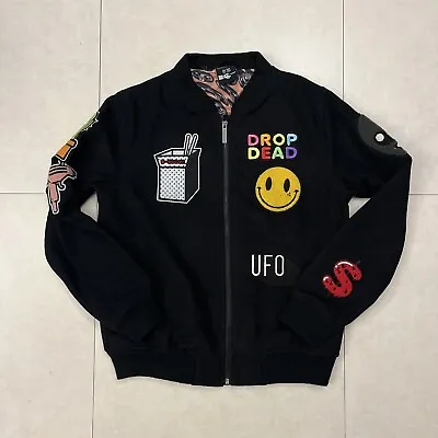 Drop Dead Rate UFO Womens Sz 10 Varsity Jacket Black • $99.95