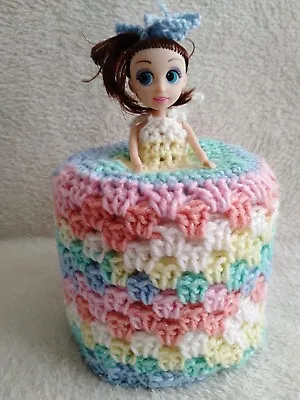 £9.99 • Buy Multicoloured Crocheted Toilet Roll Doll Cover