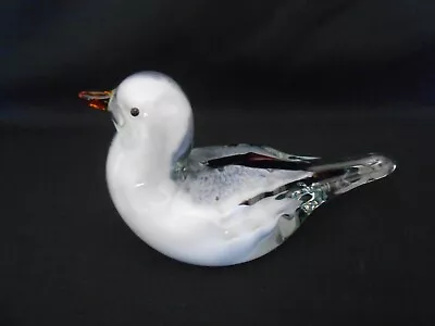 Beautiful MURANO Style Art Glass Duck/Bird Figurine White Grey Clear & Purple • $15