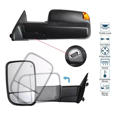 Pair Towing Mirrors For 2019-2023 Dodge Ram 1500 Classic Power Heated Signal • $158.05